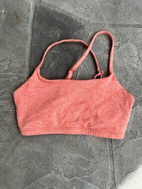 Rabbit Running Heather Orange Spaghetti Strap Sports Bra - XS